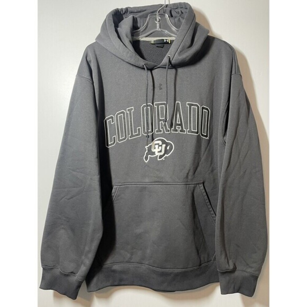 UA University Colorado Buffaloes Logo Hoodie Men’s L Loose Fit Gray